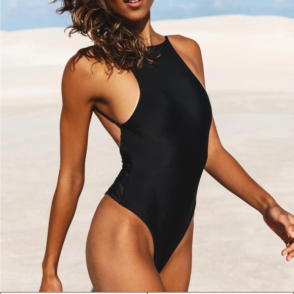 Ark Swimwear Black High Neck One Piece swimsuit size Medium - Picture 1 of 8